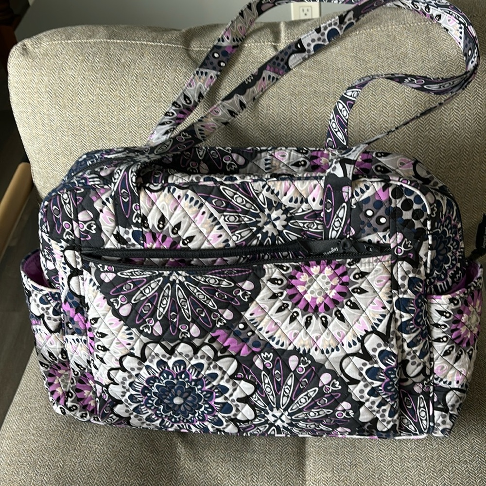 Vera Bradley Quilted Tote in Black, White, Purple
